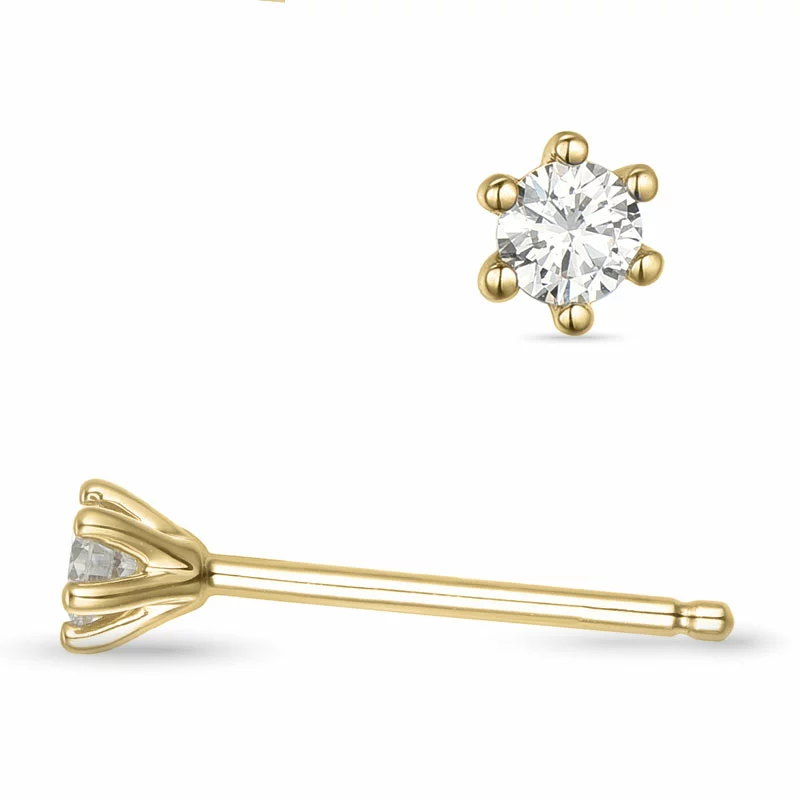2 x 0,07 ct Kampagne - Diamant Solitärohrstecker in 14 Karat Gold mit Diamant - Ohrringe mit 2 x 0,06 ct - 0,07 ct Solitär