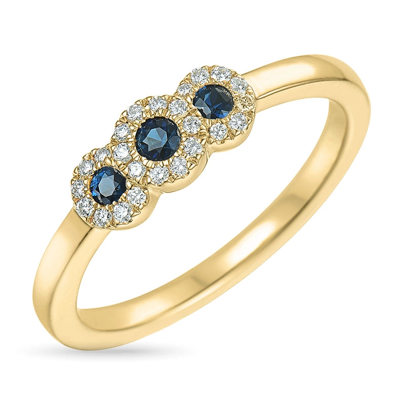 Saphir Diamantring in 14 Karat Gold 0,10 ct 0,20 ct - Saphirring - Finden Sie einen Saphir Ring und sparen Bis zu 70 %