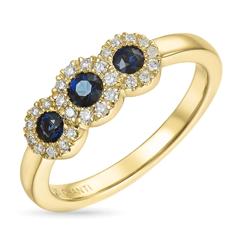 Saphir Diamantring in 14 Karat Gold 0,15 ct 0,36 ct - Saphirring - Finden Sie einen Saphir Ring und sparen Bis zu 70 %