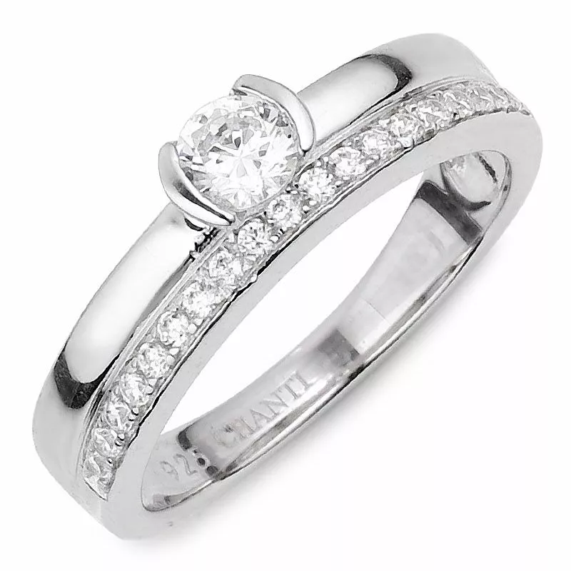 weißem Zirkon Ring aus Silber - Abstrakten Ringe