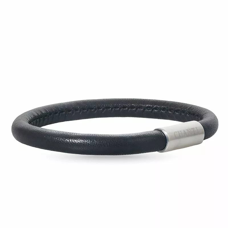 schwarz Leder Armband aus Stahl x 6 mm - Schwarze Armbänder - Finden Sie ein schönes Armband in Schwarz