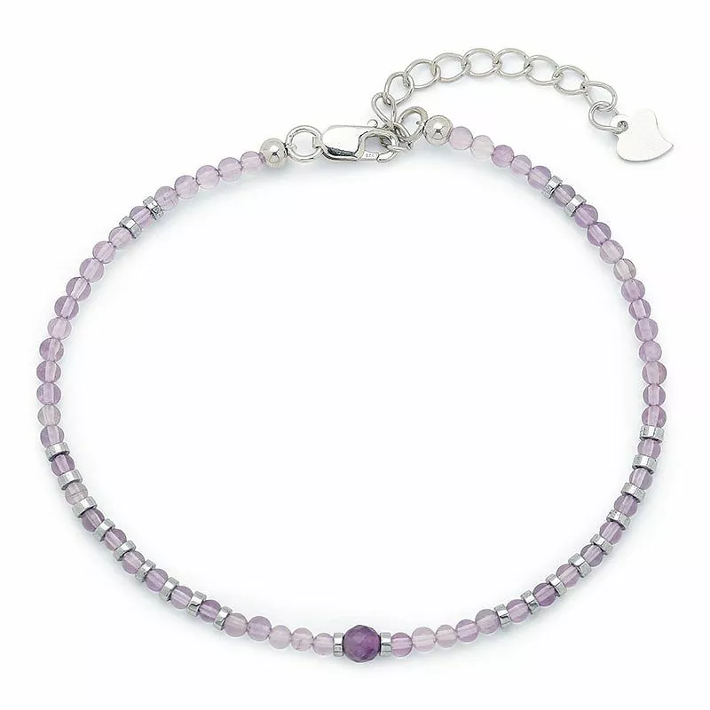 Elegant Armband mit Amethyst und hematite - Loom Stones - Enge Armbänder