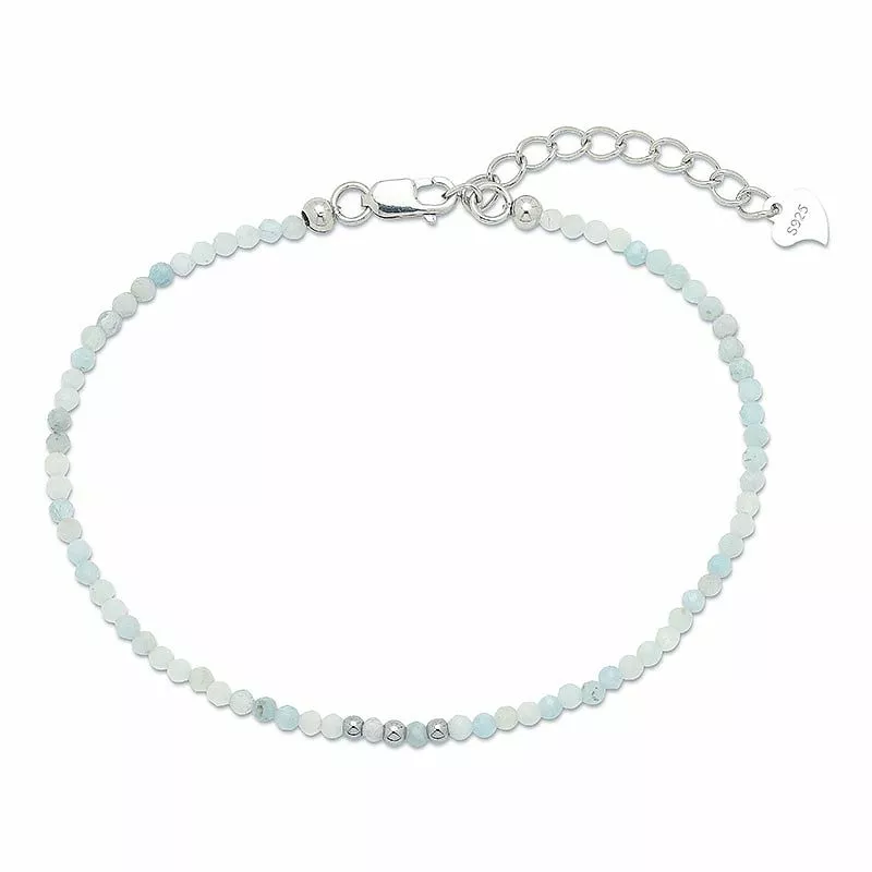 Armband mit Aquamarin und 3 hematite - Loom Stones - Enge Armbänder