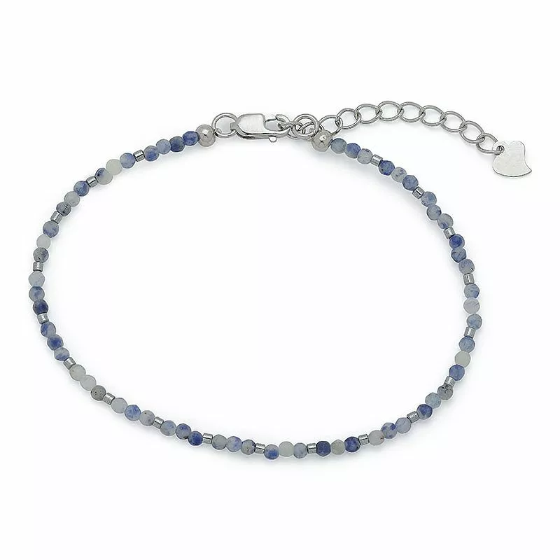 dunkelblauem Schmuckstein Armband mit Sodalit und hematite - Loom Stones - Blaue Armbänder - Blaue Armbänder für Männer und Frauen
