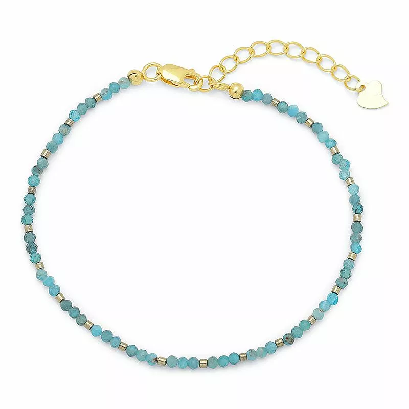 Schmuckstein Armband mit Apatit und hematite - Loom Stones - Blaue Armbänder - Blaue Armbänder für Männer und Frauen