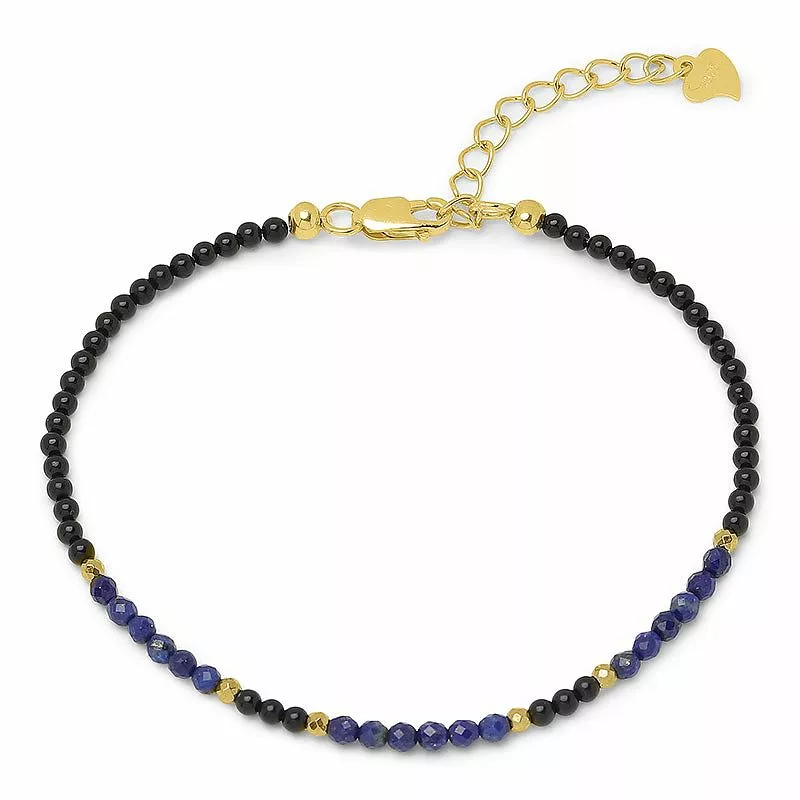 schwarz Armband mit Onyxe und Lapislazuli und 6 hematite - Loom Stones - Enge Armbänder