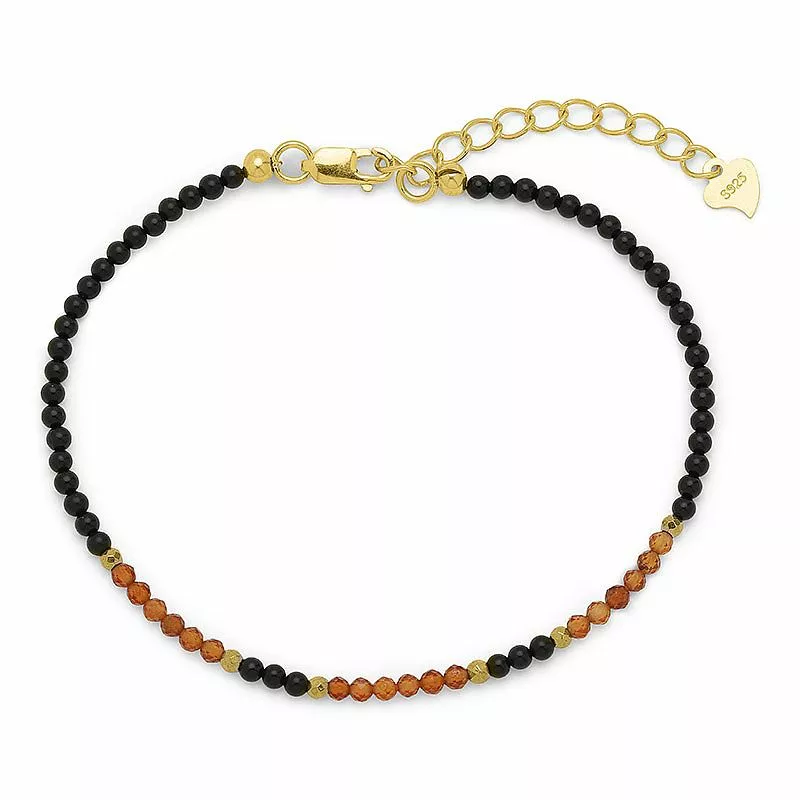 Elegant Armband mit Onyxe und Granat und hematite - Loom Stones - Enge Armbänder
