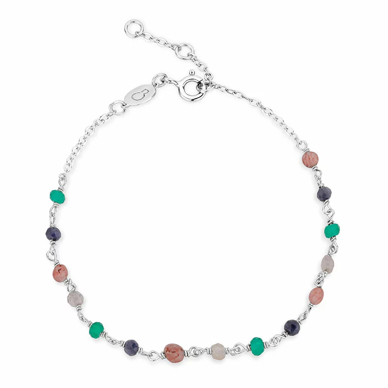 mehrfarbigem Armband aus Silber 17 plus 2 cm x 3,1 mm - Loom Stones - Graue Armbänder - Armbänder in Grau zu niedrigen Preisen