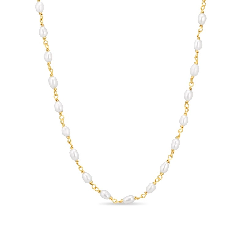 3 mm Halskette mit Süßwasserperle - Perlenschmuck - Schmuckstücke mit Perlen - Schnelle Lieferung
