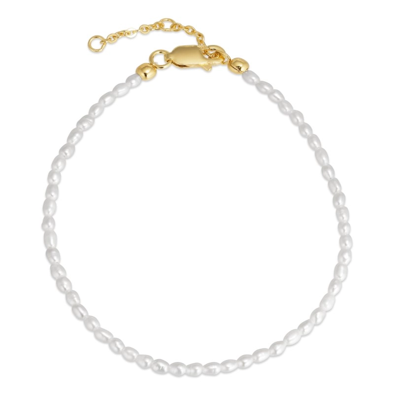 2 mm Armband mit Süßwasserperle - Weiße Armbänder - Schöne Armbänder in Weiß online kaufen