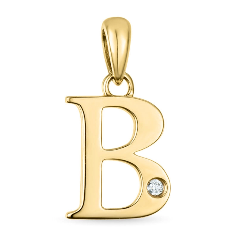 buchstab b Diamant Anhänger in 9 karat Gold 0,01 ct - Schmuck mit Formen