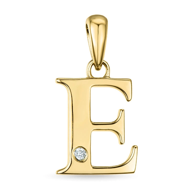 buchstab e Diamant Anhänger in 9 karat Gold - Weiße Diamant Anhänger