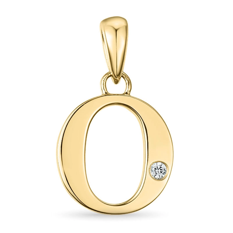 buchstab o Diamant Anhänger in 9 karat Gold 0,01 ct - Schmuck mit Formen