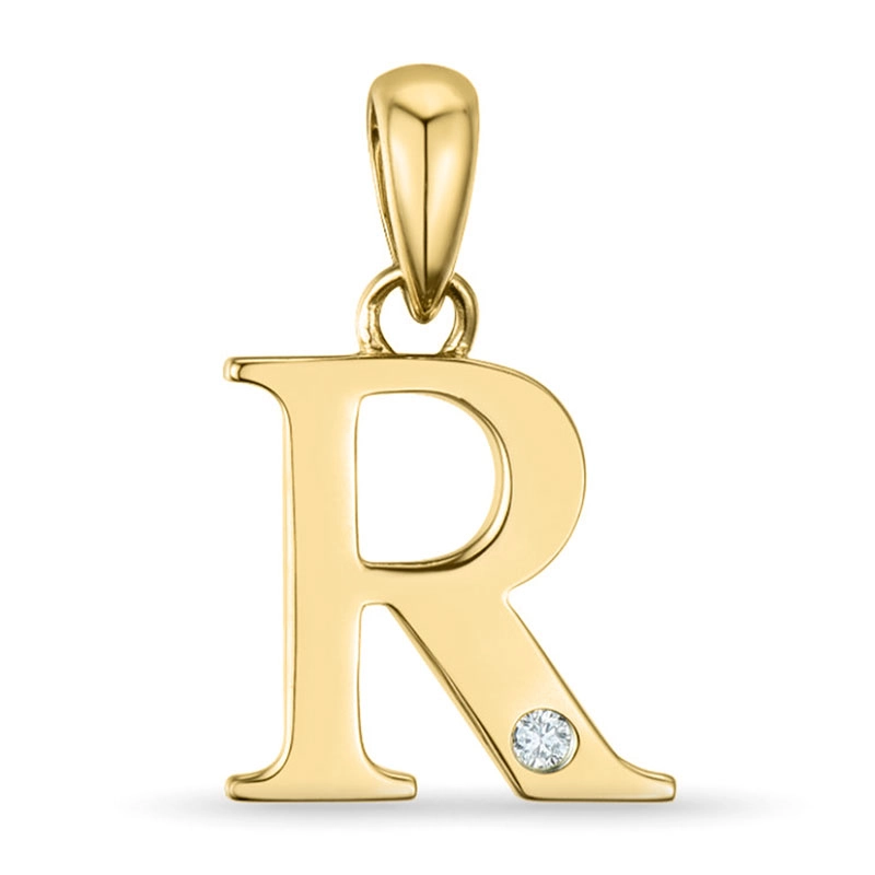 buchstab r Diamant Anhänger in 9 karat Gold 0,01 ct - Schmuck mit Formen
