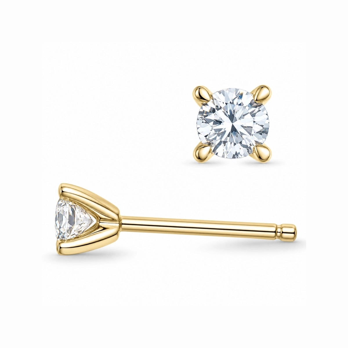 2 x 0,15 ct lab grown Diamant Solitärohrstecker in 9 Karat Gold mit lab grown Diamant - Ohrringe mit Solitär