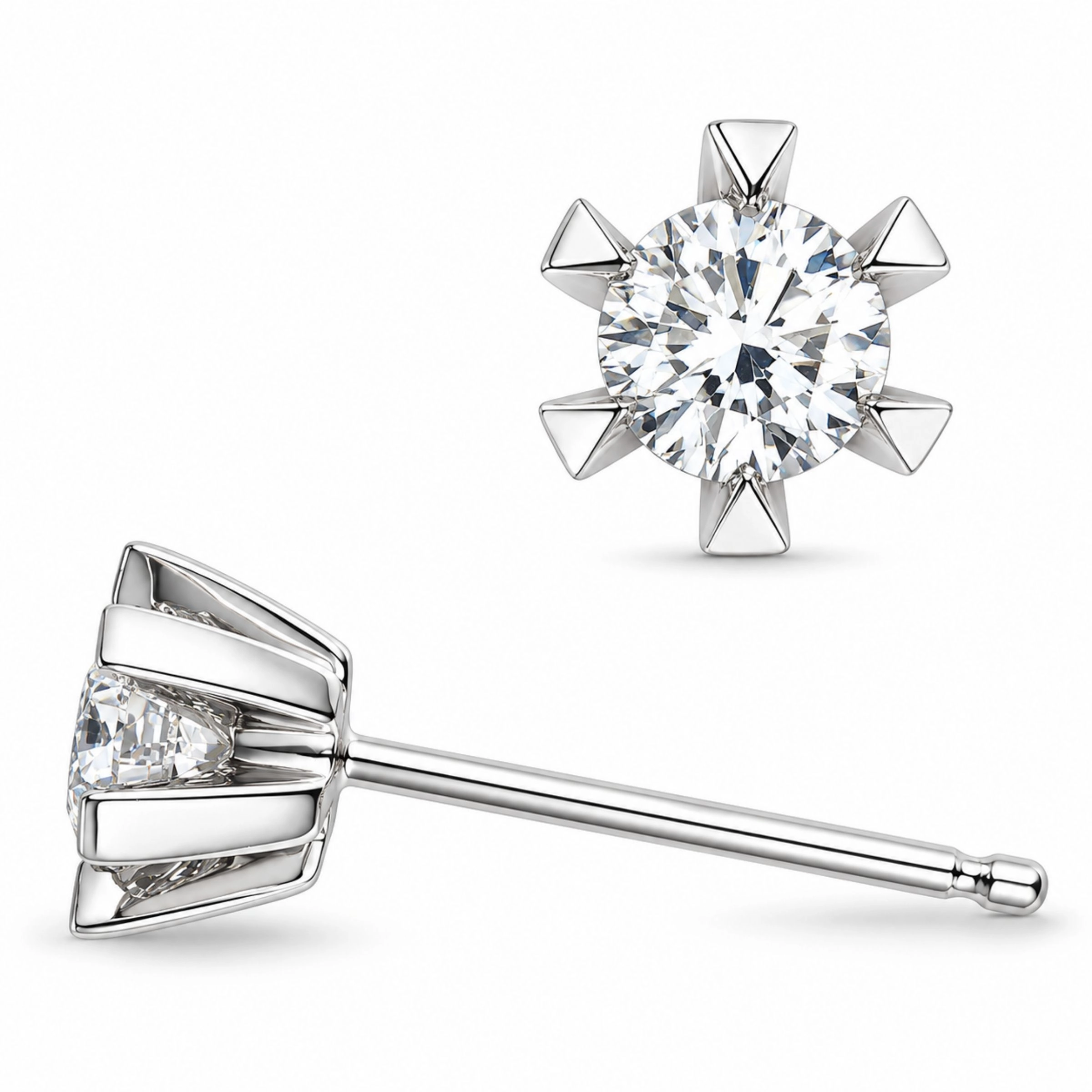 2 x 0,30 ct lab grown Diamant Solitärohrstecker in 14 Karat Weißgold mit lab grown Diamant - Ohrringe