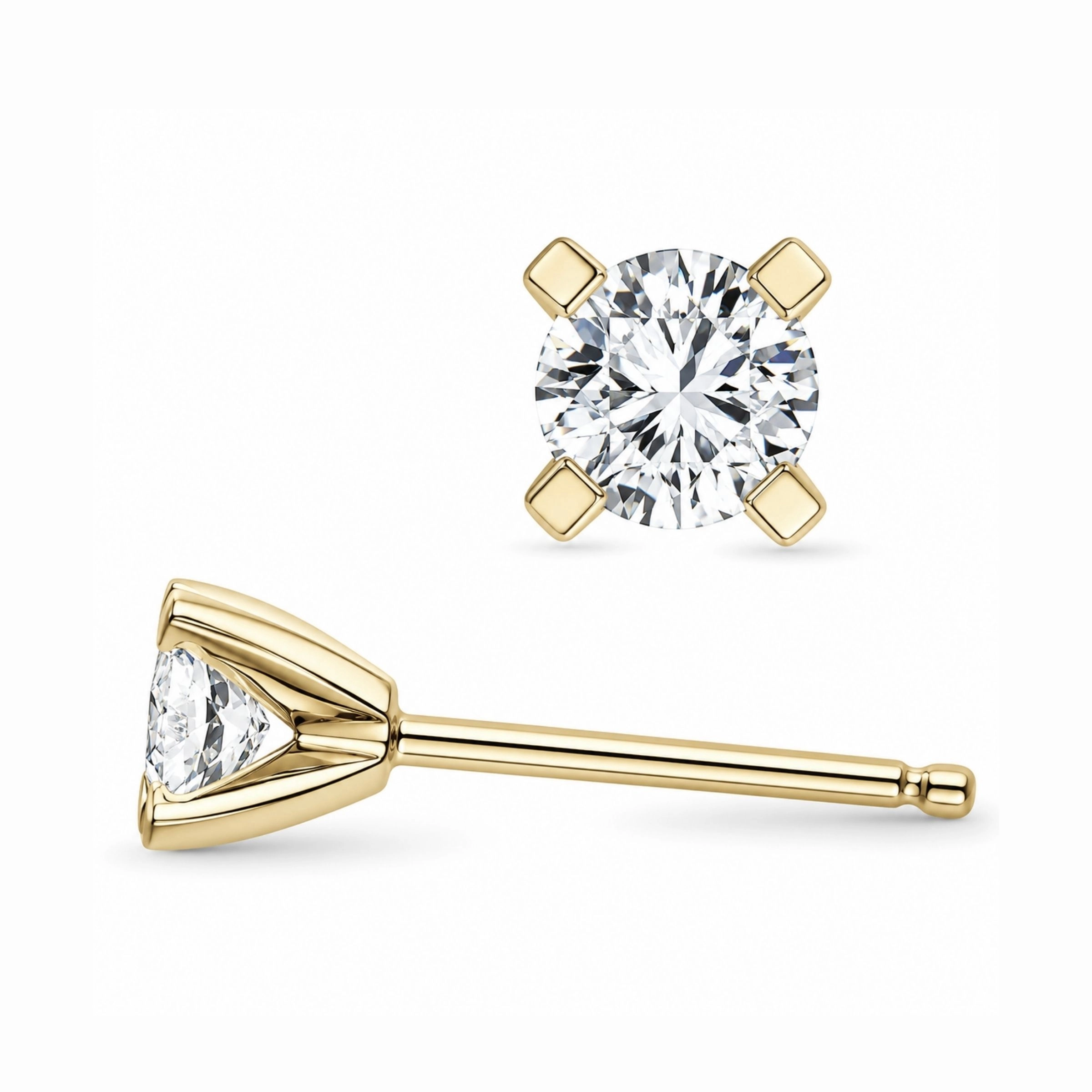 2 x 0,20 ct lab grown Diamant Solitärohrstecker in 14 Karat Gold mit lab grown Diamant - Ohrringe