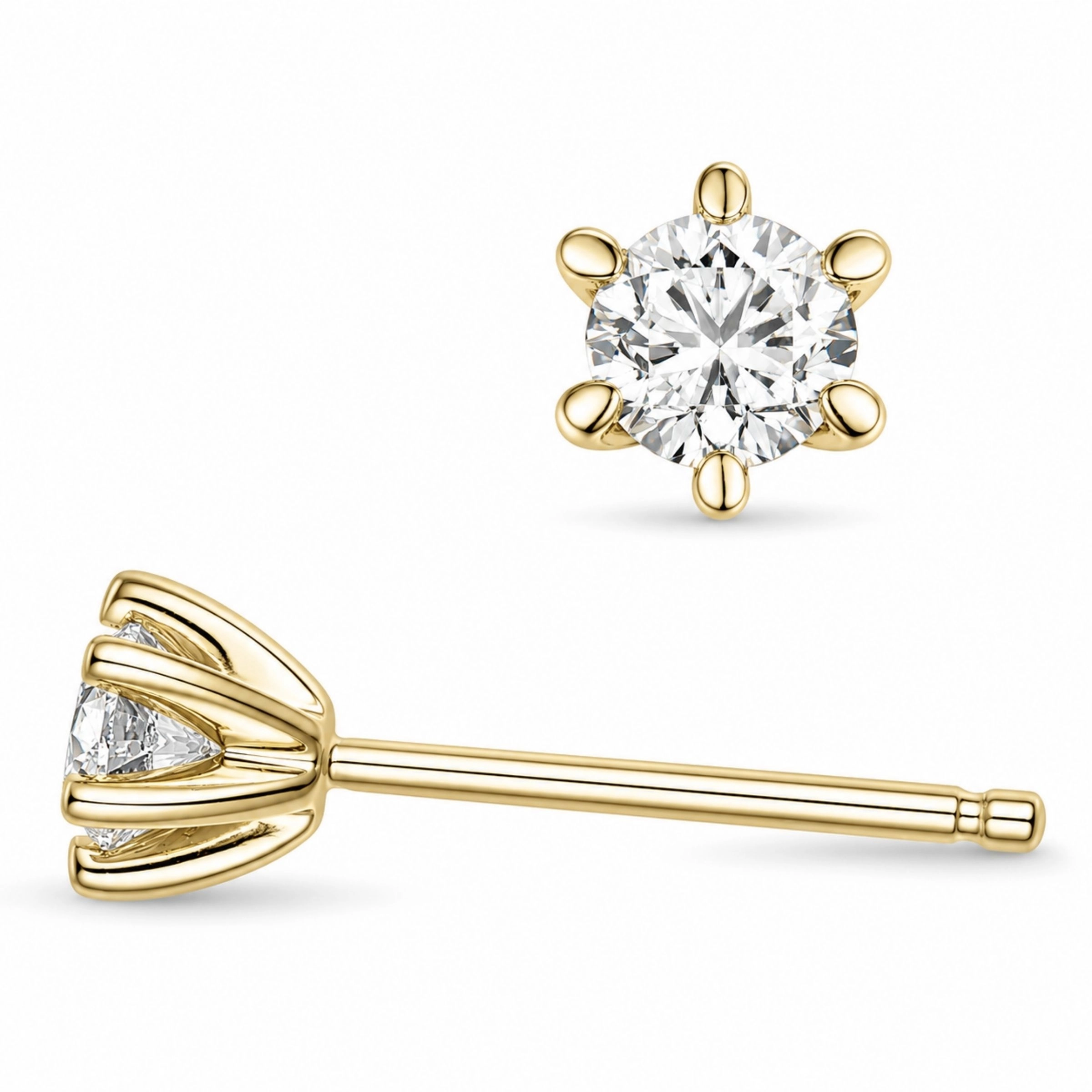 2 x 0,40 ct lab grown Diamant Solitärohrstecker in 14 Karat Gold mit lab grown Diamant - Ohrringe