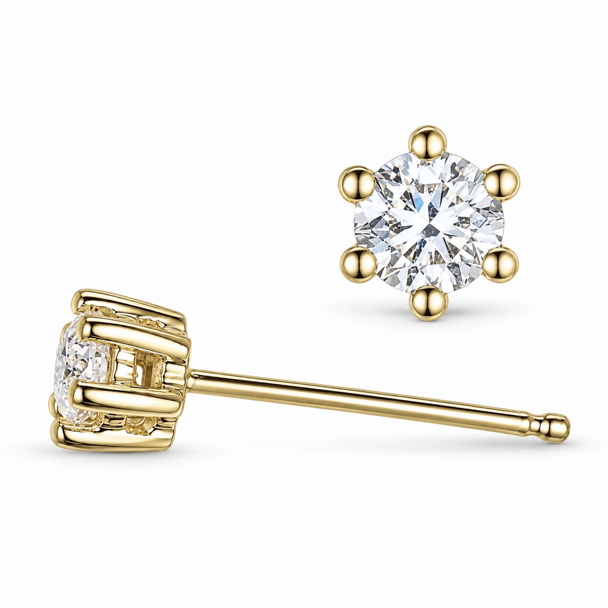 2 x 0,40 ct lab grown Diamant Solitärohrstecker in 14 Karat Gold mit lab grown Diamant - Ohrringe