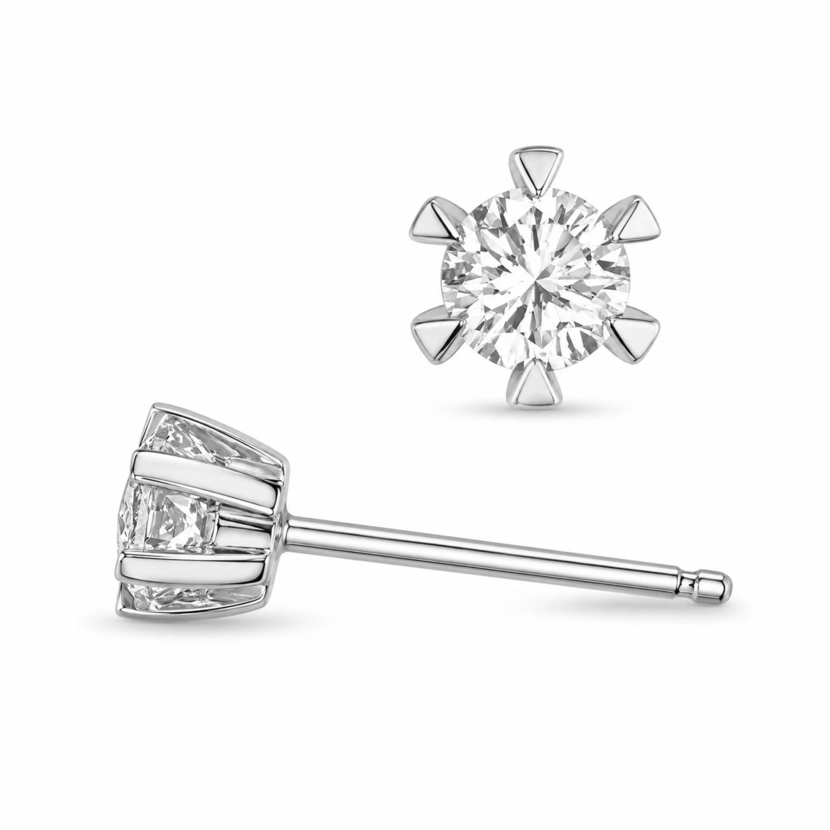 2 x 0,20 ct lab grown Diamant Solitärohrstecker in 14 Karat Weißgold mit lab grown Diamant - Ohrringe mit 2 x 0,20 ct Solitär - Hübsche Ohrringe mit 