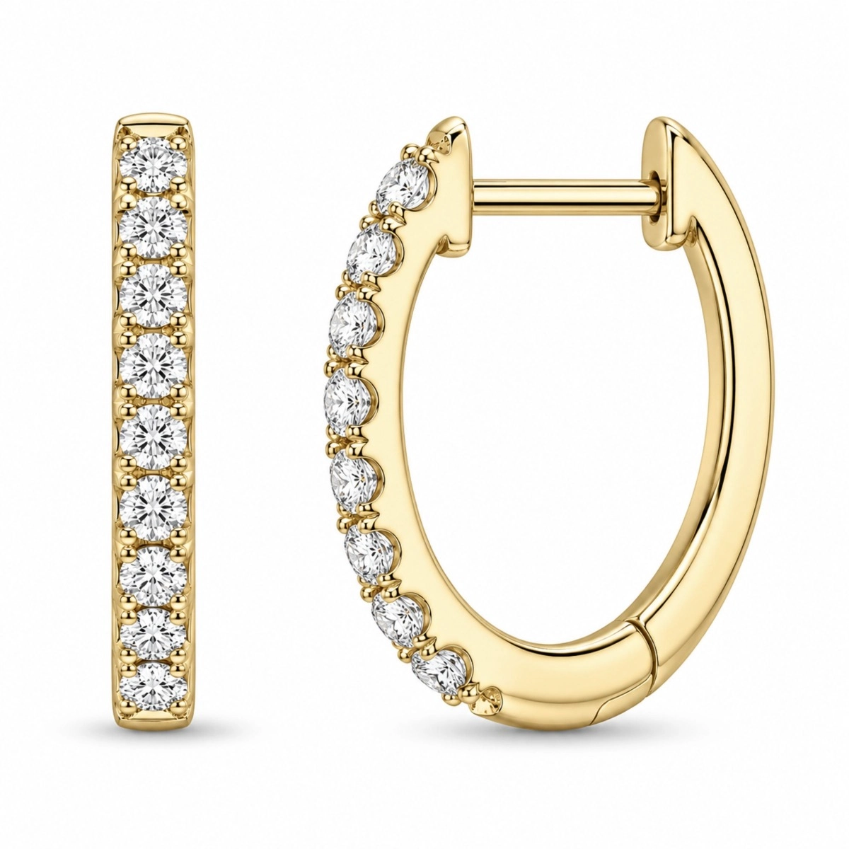 13 mm Kreole in 14 Karat Gold mit lab grown Diamant - Schmuck - Günstige Schmuck online kaufen hier auf Chanti