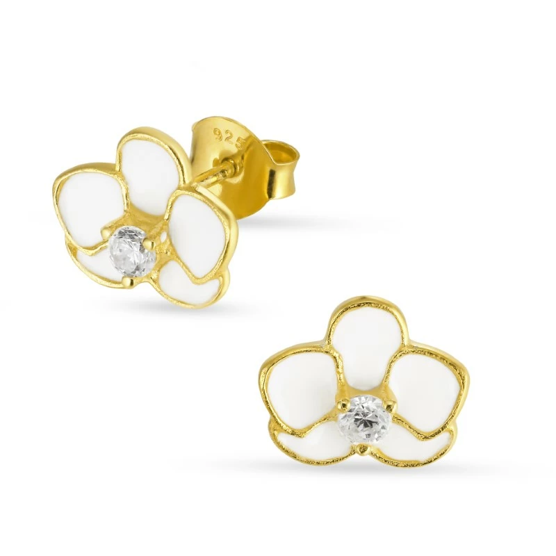 Blumen Ohrstecker in vergoldetem Sterlingsilber - Marguerite Ohrringe