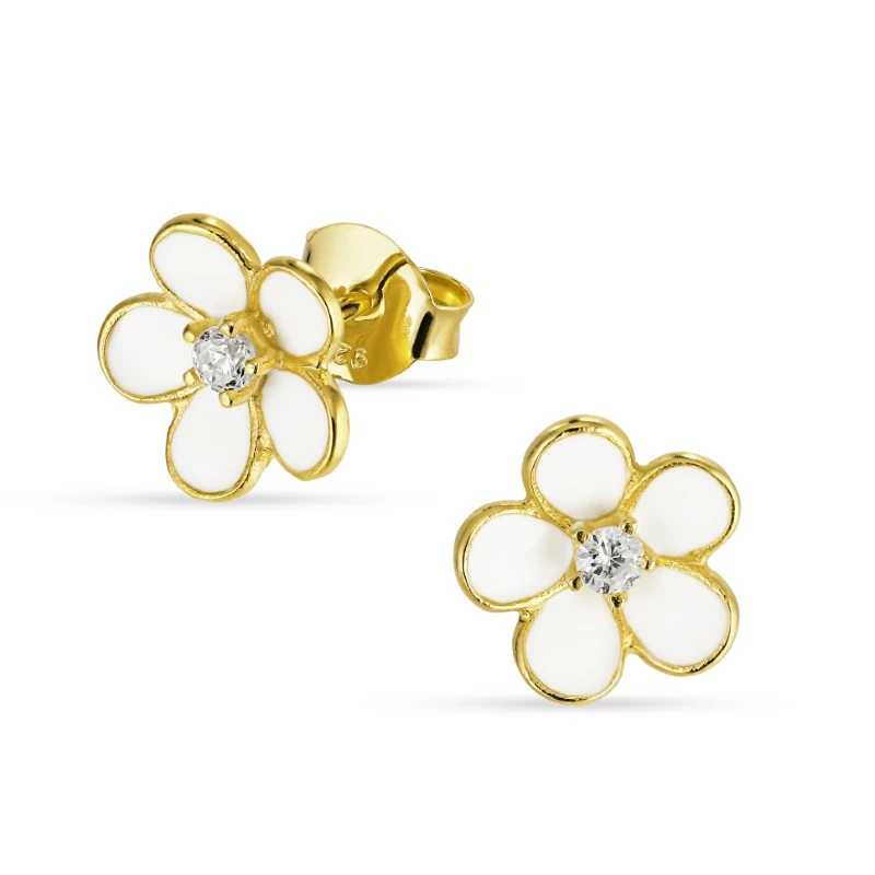 Blumen Ohrstecker in vergoldetem Sterlingsilber - Majse - Majse