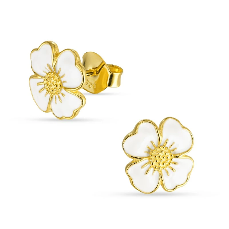 Blumen Ohrstecker in vergoldetem Sterlingsilber - Marguerite Ohrringe