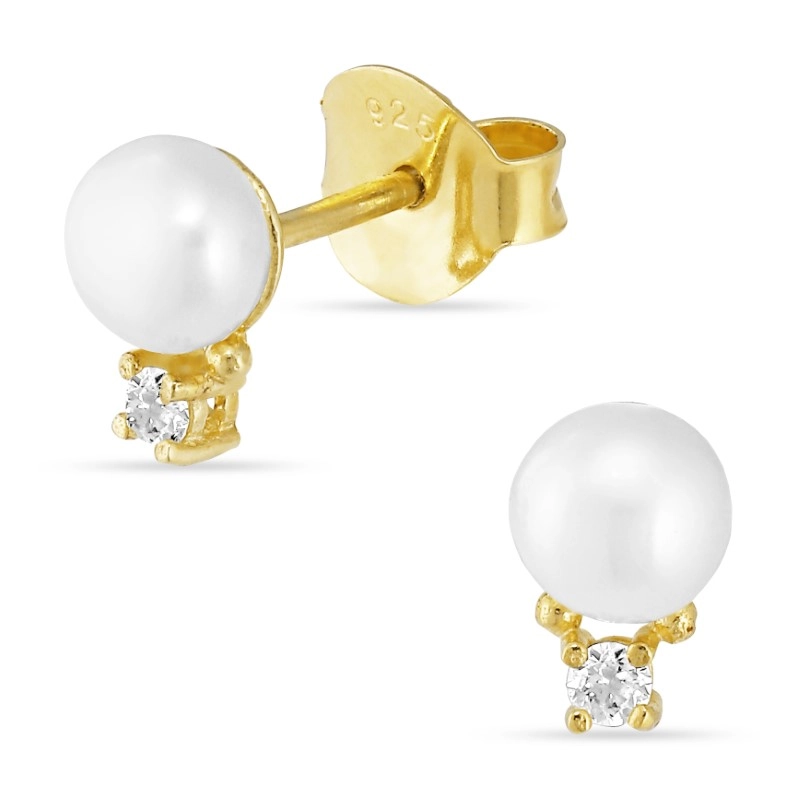 Perle Ohrstecker in vergoldetem Sterlingsilber - Perlenschmuck - Schmuckstücke mit Perlen - Schnelle Lieferung