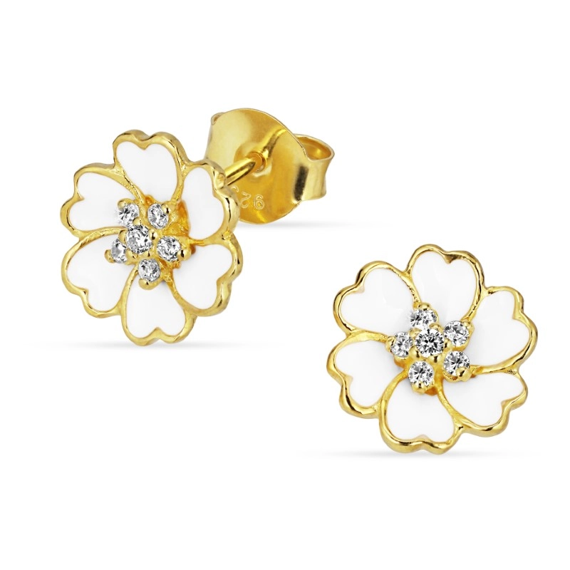 10,5 mm Marguerite Ohrstecker in vergoldetem Sterlingsilber - Magda - Magda