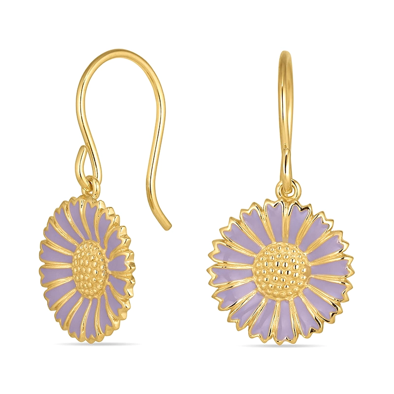 14,5 mm Marguerite violettem Ohrringe in vergoldetem Silber - Marie - Marie