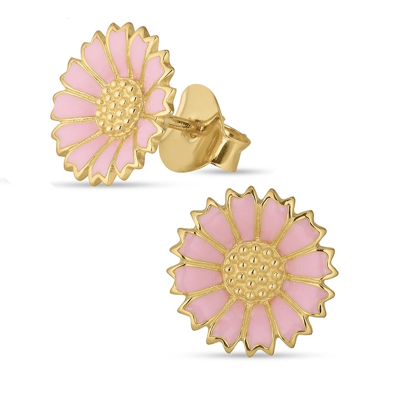 11 mm Marguerite pink Ohrstecker in vergoldetem Silber - Marie - Marie