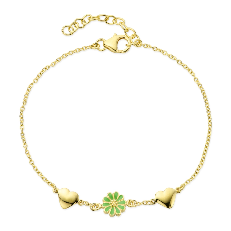Herz Marguerite hellgrünem Armband aus vergoldetem Sterlingsilber - Maggie - Maggie