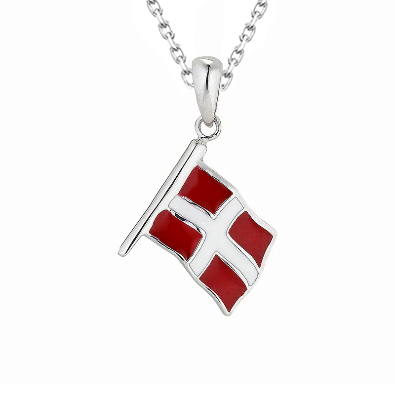 Dannebrog Halskette aus Silber und Anhänger aus Silber - Emailleanhänger - Bestellen Sie einen hübschen Anhänger