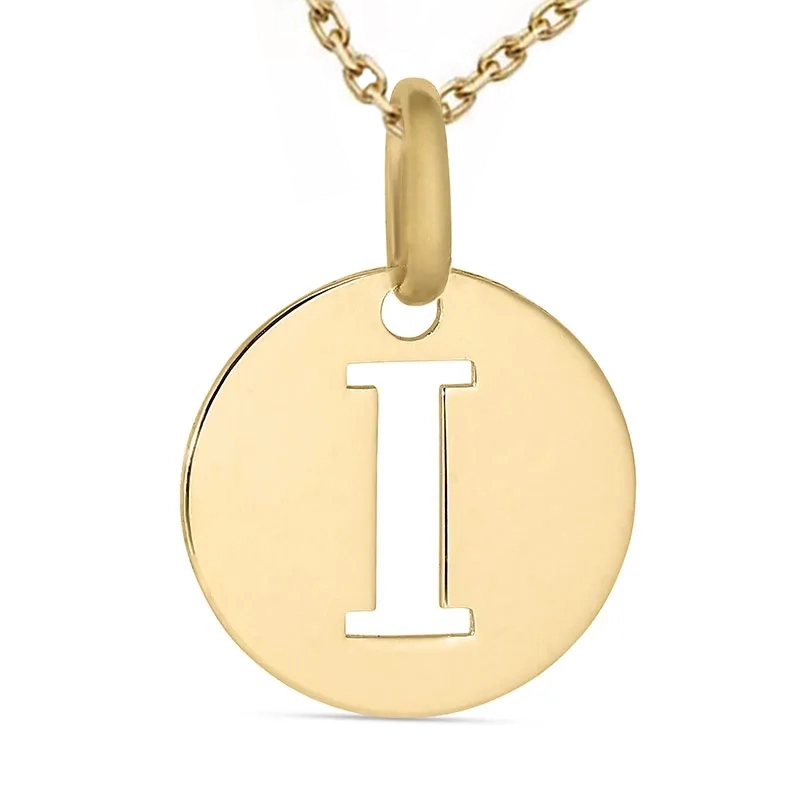 buchstab i Halskette aus vergoldetem Sterlingsilber und Anhänger aus 8 Karat Gold - My Letter - Anhänger mit Buchstaben I