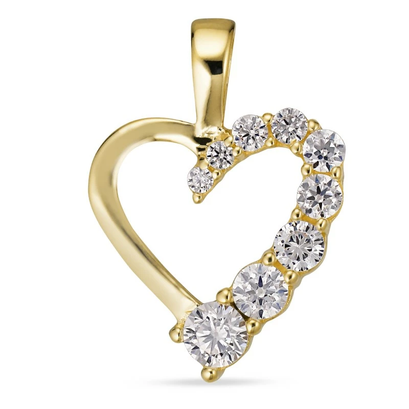 Herz Zirkon Anhänger aus 8 Karat Gold - Gold Collection - Herzanhänger - Schöne Herz Anhänger in elegantem Design