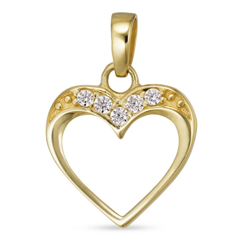 Herz Zirkon Anhänger aus 8 Karat Gold - Gold Collection - Herzanhänger - Schöne Herz Anhänger in elegantem Design