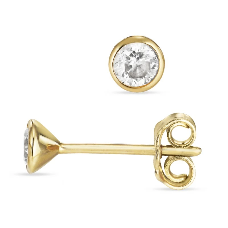 3,5 mm Ohrstecker in 8 Karat Gold mit Zirkon - Gold Collection - Ohrringe mit Solitär