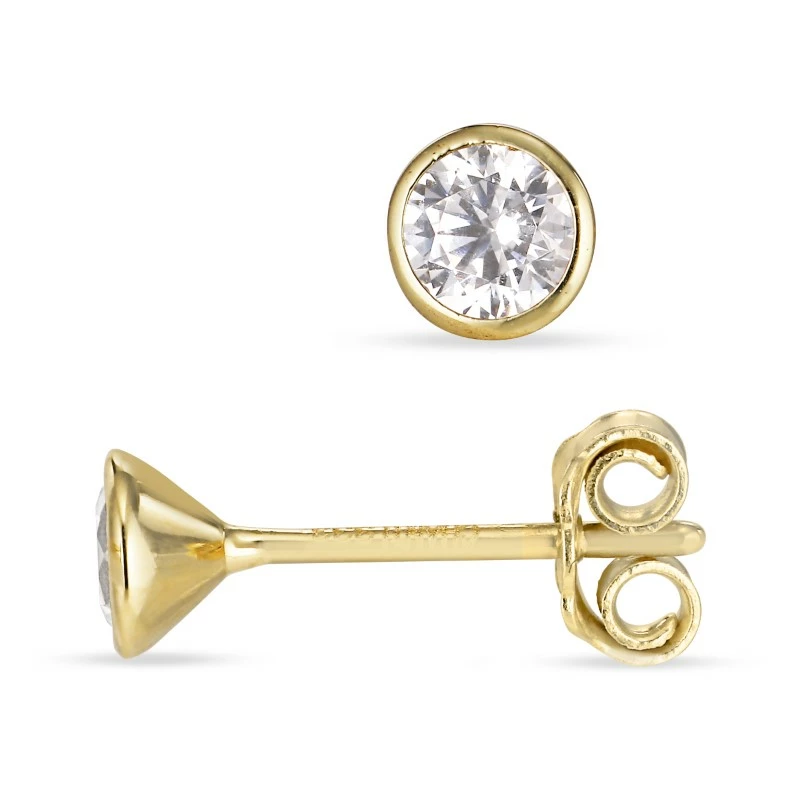 4 mm Ohrstecker in 8 Karat Gold mit Zirkon - Gold Collection - Ohrringe mit Solitär