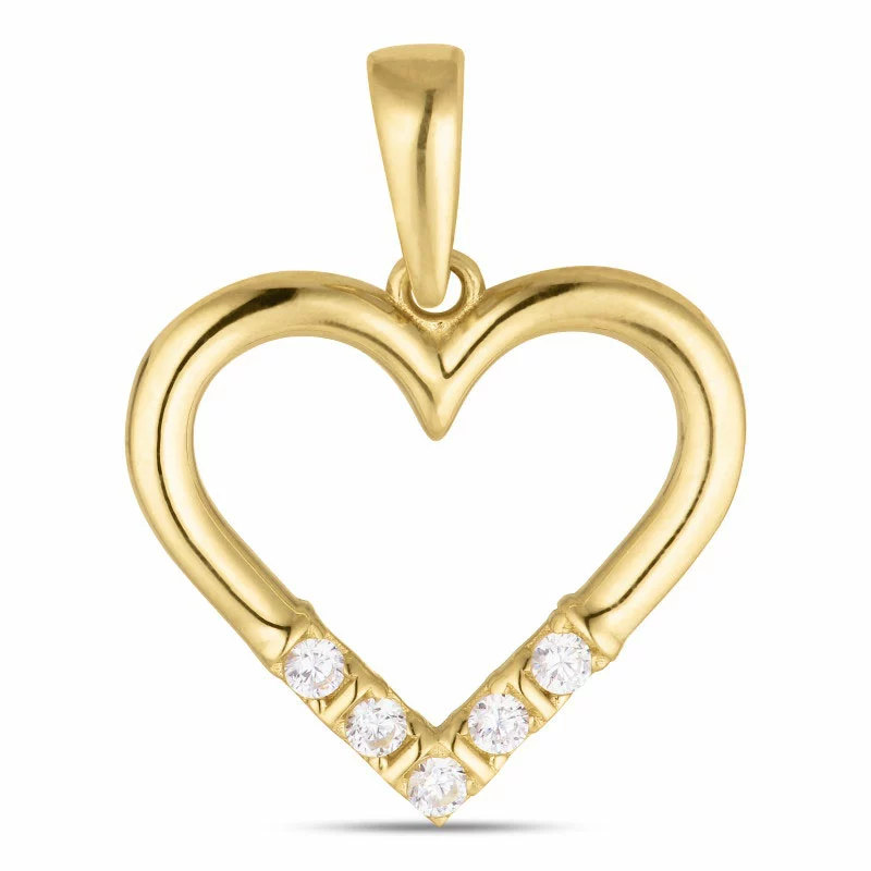 Herz Zirkon Anhänger aus 8 Karat Gold - Gold Collection - Herzanhänger - Schöne Herz Anhänger in elegantem Design