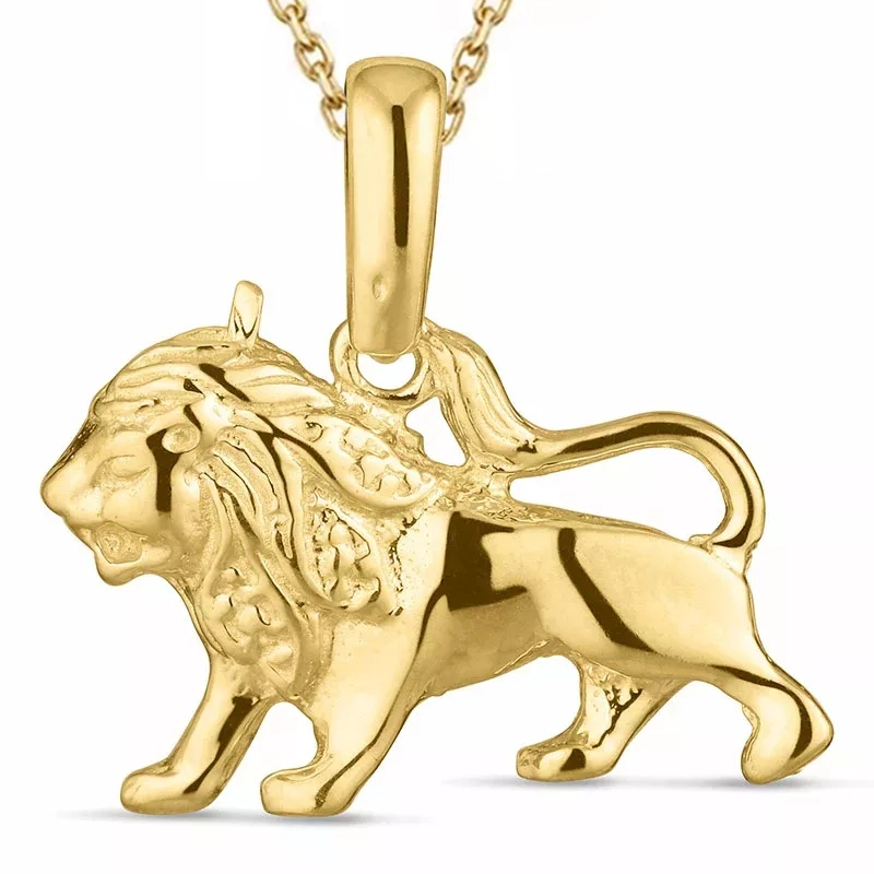sternzeich löwe Halskette aus vergoldetem Sterlingsilber und Anhänger aus 8 Karat Gold - Gold Collection - Sternzeichenanhänger - Schöne Anhänger mit 