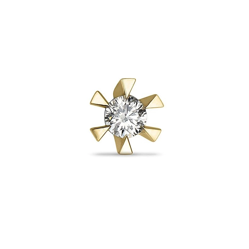 1 x 0,06 ct Diamant Solitärohrstecker in 14 Karat Gold mit Diamant - Ohrringe mit Solitär