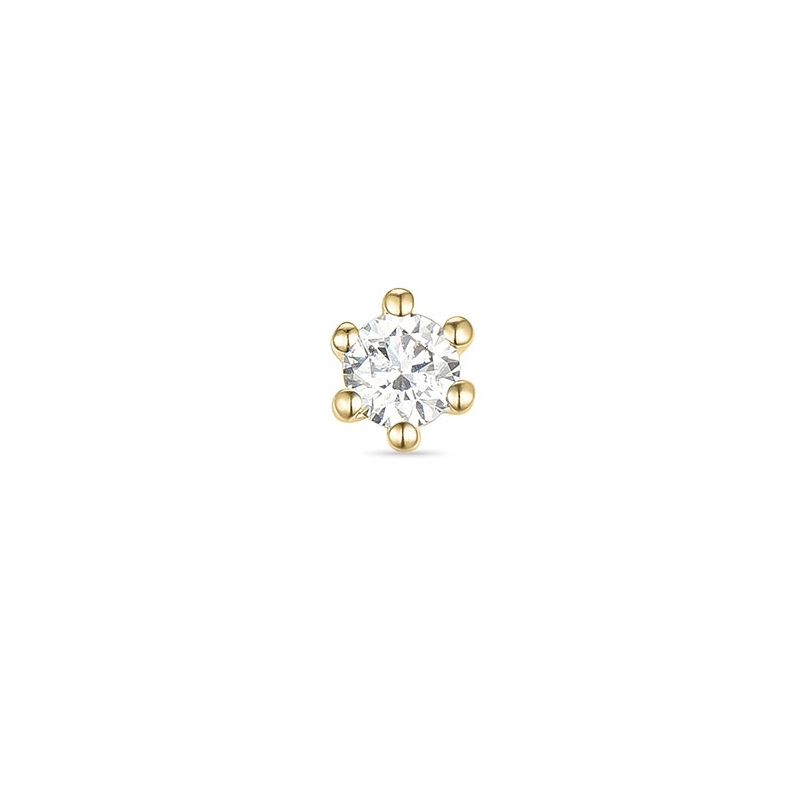1 x 0,08 ct Diamant Solitärohrstecker in 14 Karat Gold mit Diamant - Ohrringe mit Solitär
