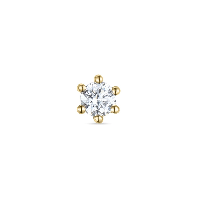 1 x 0,10 ct Diamant Solitärohrstecker in 14 Karat Gold mit Diamant - Ohrringe mit Solitär