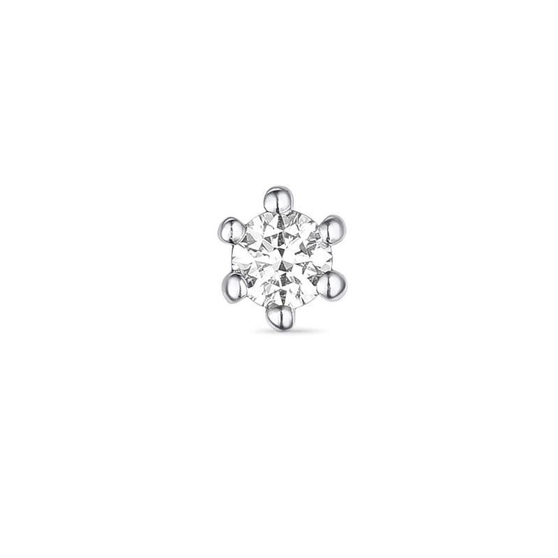 1 x 0,03 ct Solitärohrstecker in 14 Karat Weißgold mit Diamant - Ohrringe mit Solitär