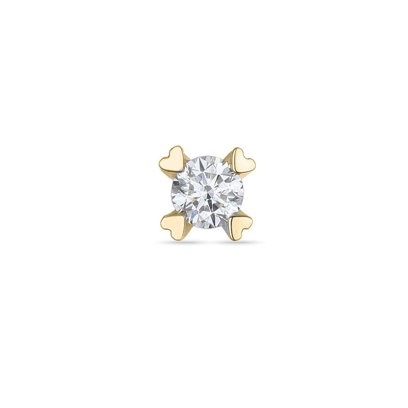 1 x 0,07 ct Diamant Solitärohrstecker in 14 Karat Gold mit Diamant - Ohrringe mit Solitär