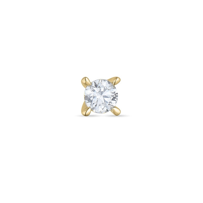 1 x 0,07 ct Diamant Solitärohrstecker in 14 Karat Gold mit Diamant - Ohrringe mit Solitär