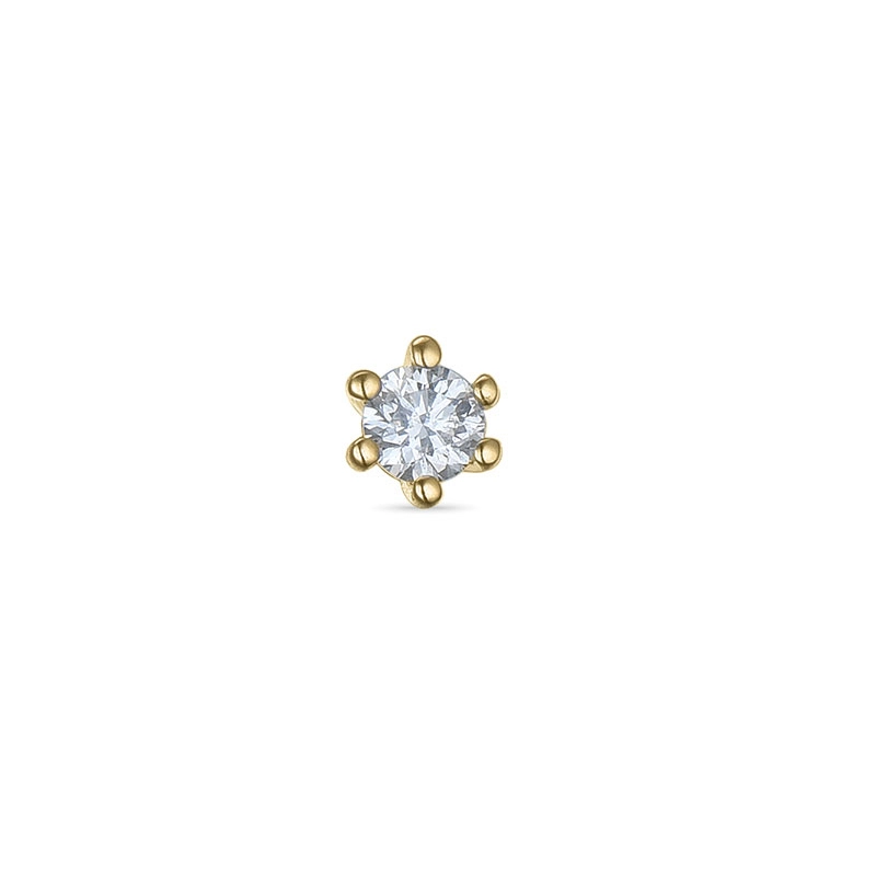 1 x 0,04 ct Solitärohrstecker in 14 Karat Gold mit Diamant - Ohrringe mit Solitär