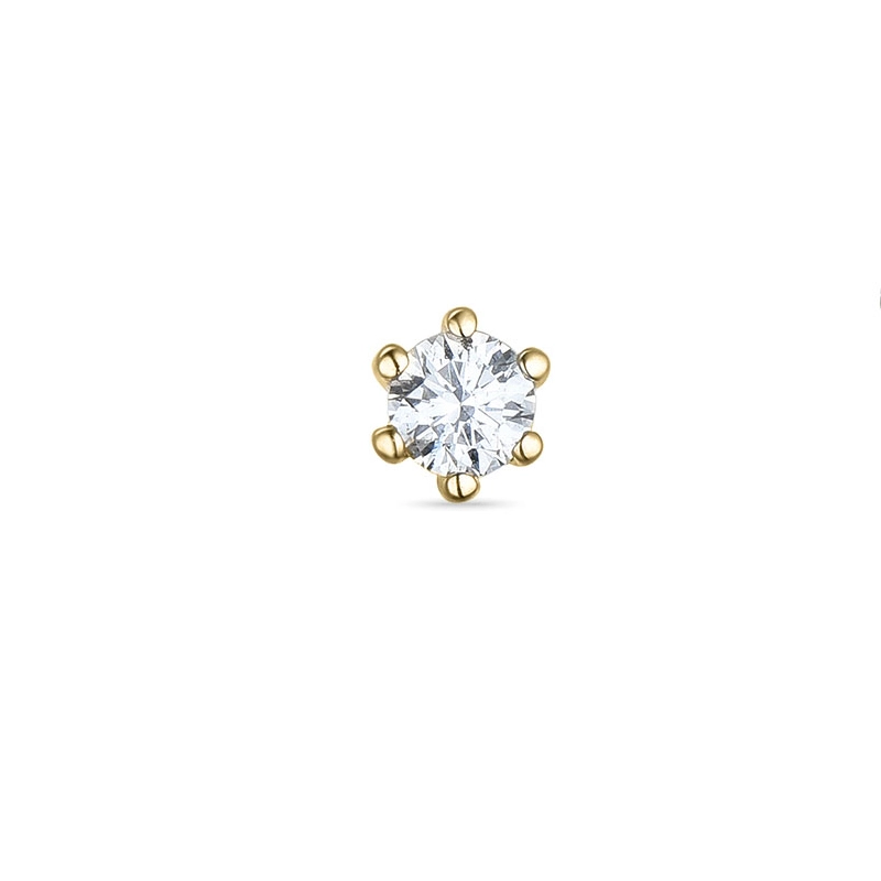 1 x 0,06 ct Diamant Solitärohrstecker in 14 Karat Gold mit Diamant - Ohrringe mit Solitär