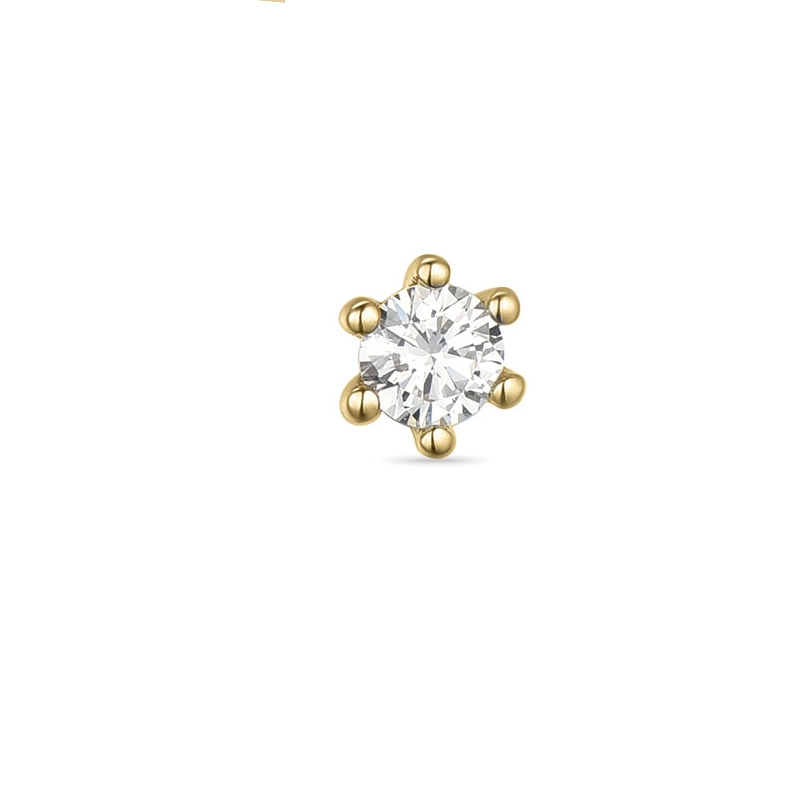 1 x 0,07 ct Diamant Solitärohrstecker in 14 Karat Gold mit Diamant - Ohrringe mit Solitär